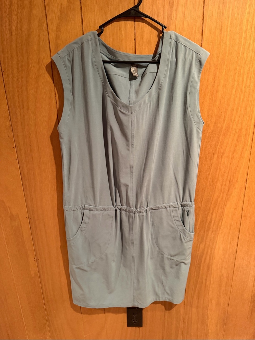 Prana Light Sage Green Sleeveless Drawstring Pocket Dress